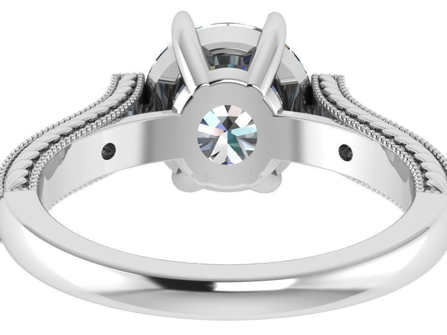 Round Diamond Engraved Ring 0239 3D print model_3