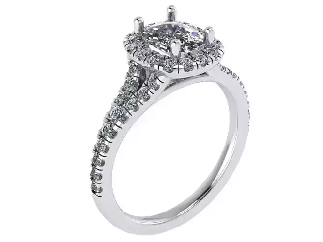 Cushion Halo Diamond Ring 0240