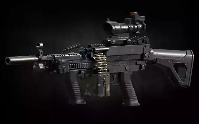 Armory 300 Blackout SAW K low poly game ready model