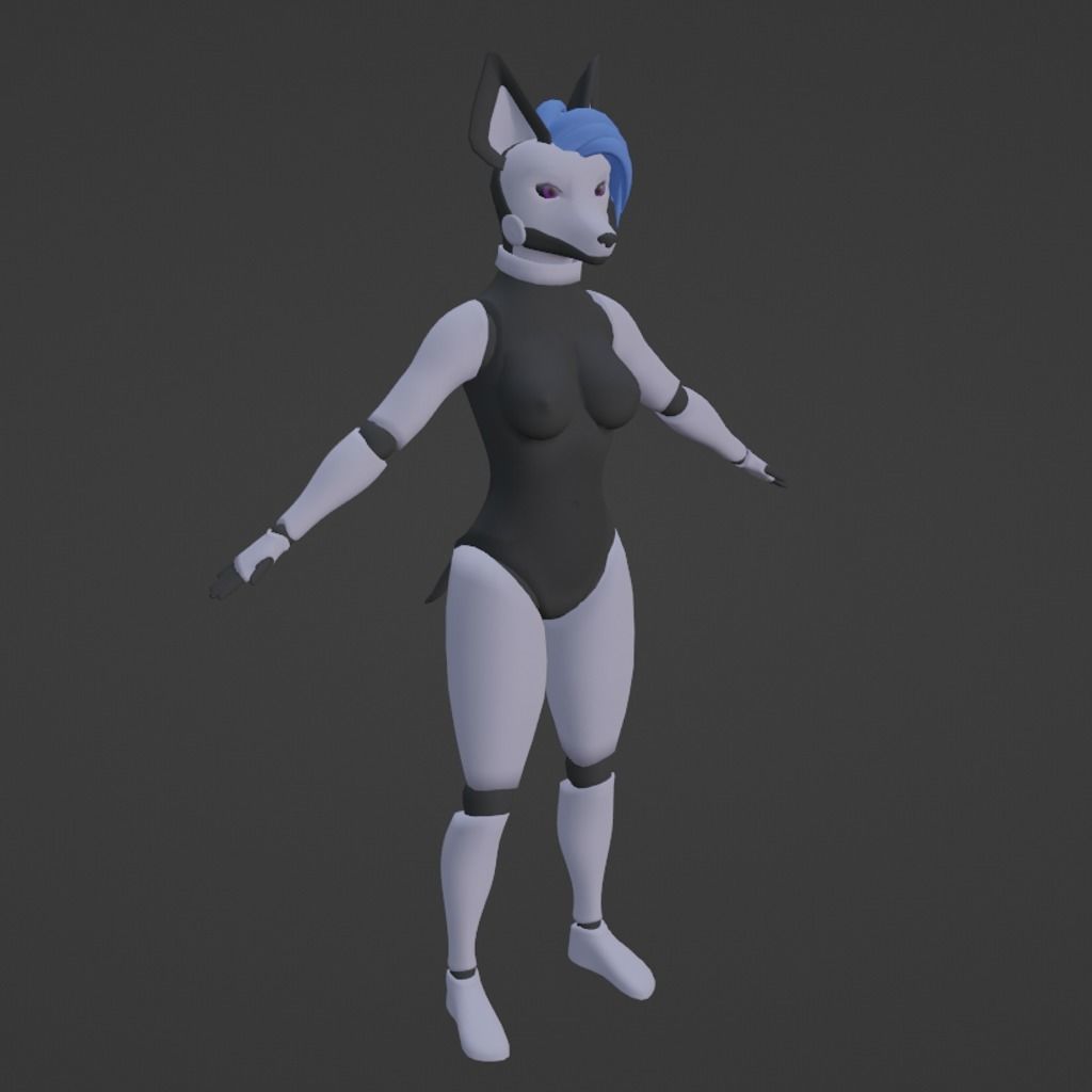 Furry Robot For VrChat and animation Low-poly 3D model_5