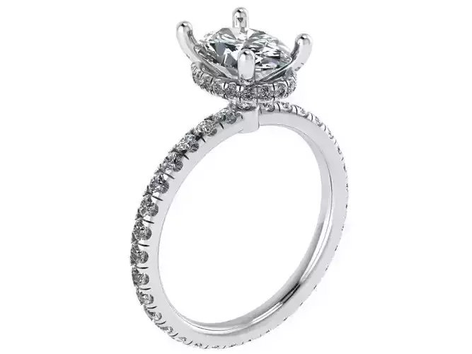 Oval Halo Thin Diamond Ring 0246