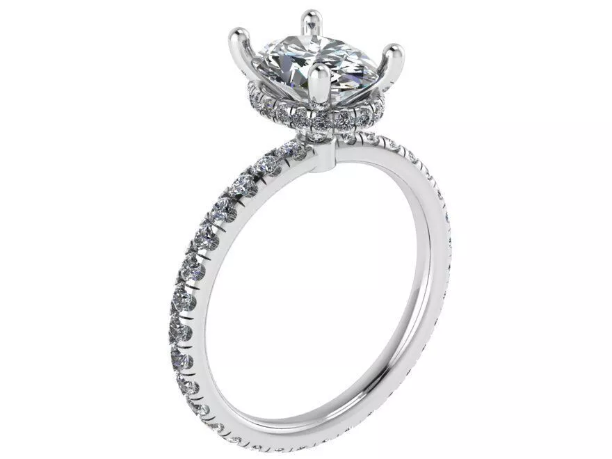 Oval Halo Thin Diamond Ring 0246 3D print model