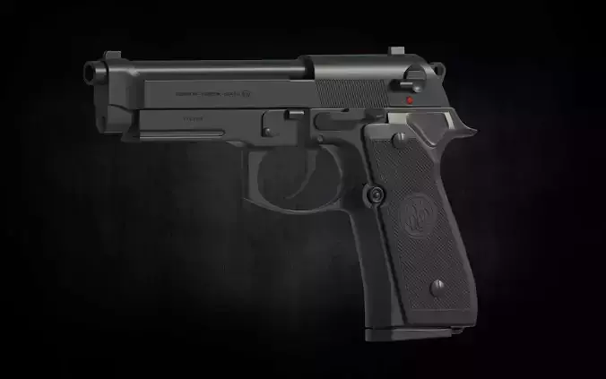 Beretta Pistol low poly game ready Low-poly 3D model