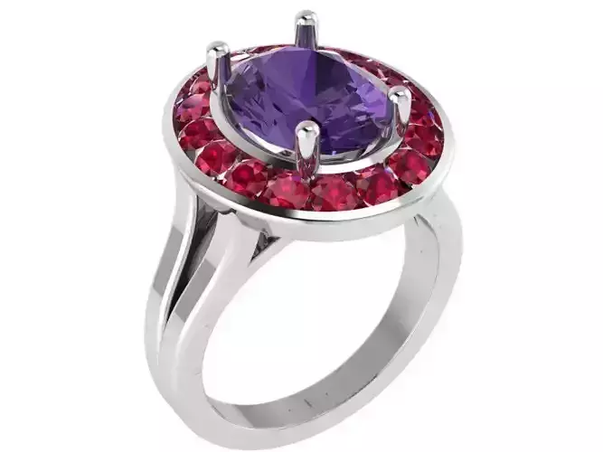 Oval Halo Branch Ring 0248