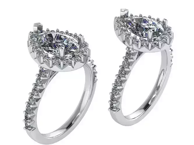 Pear Halo Diamond Ring 0252