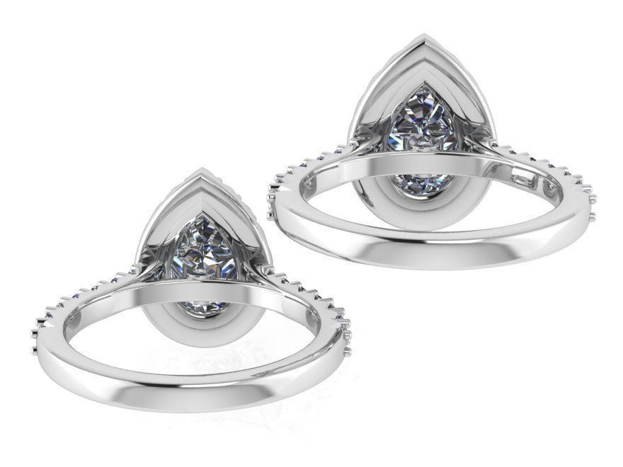 Pear Halo Diamond Ring 0252 3D print model_3