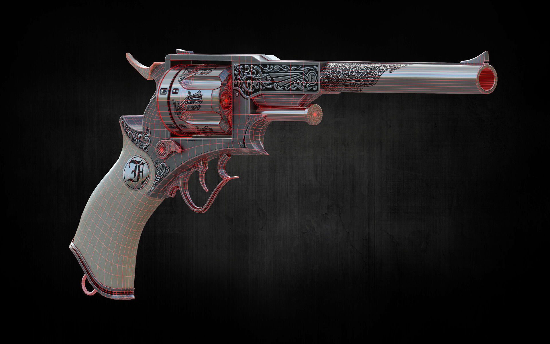 Frankenstein pistol low poly game ready gun model Low-poly 3D model_3