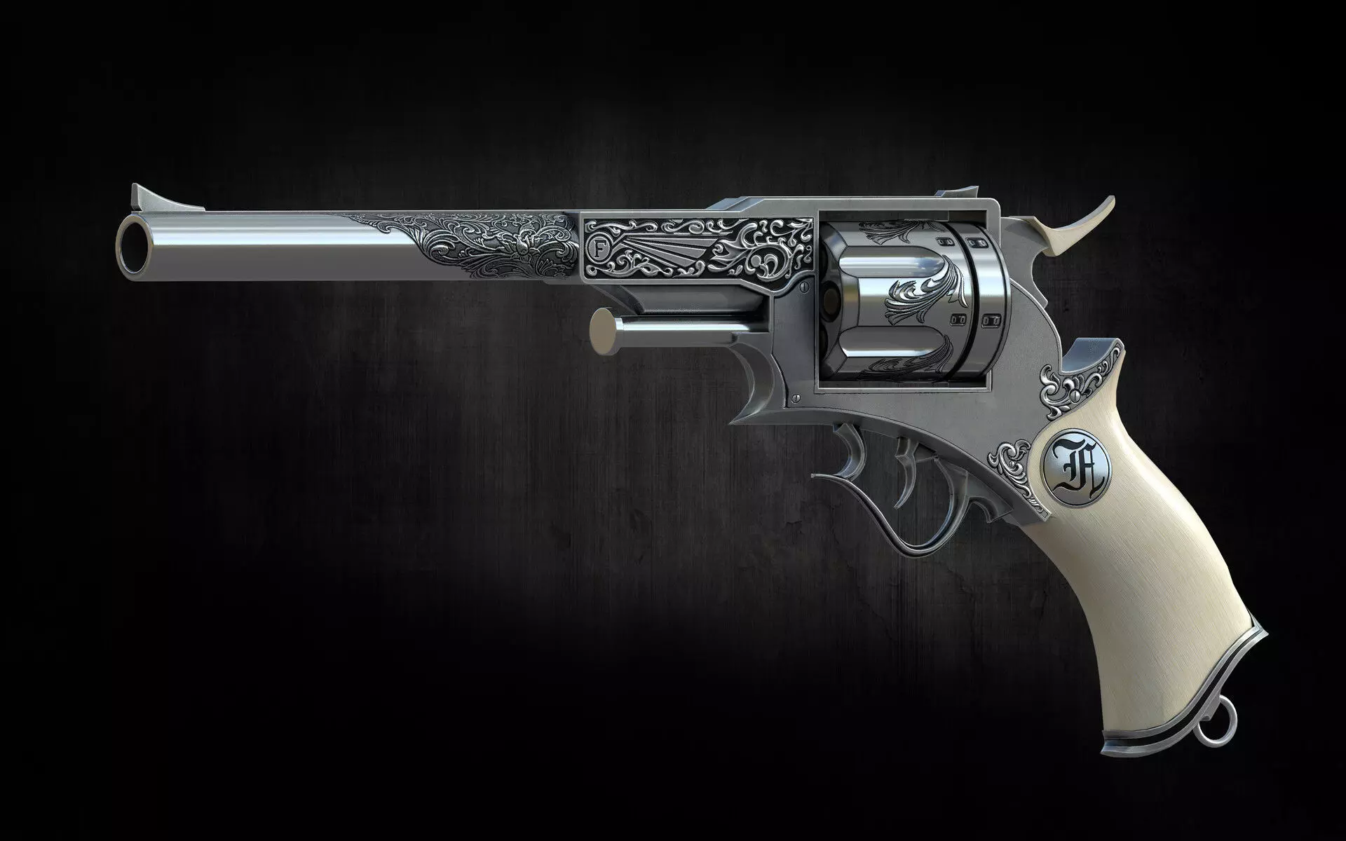 Frankenstein pistol low poly game ready gun model Low-poly 3D model_0