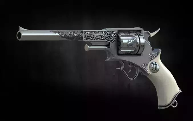 Frankenstein pistol low poly game ready gun model