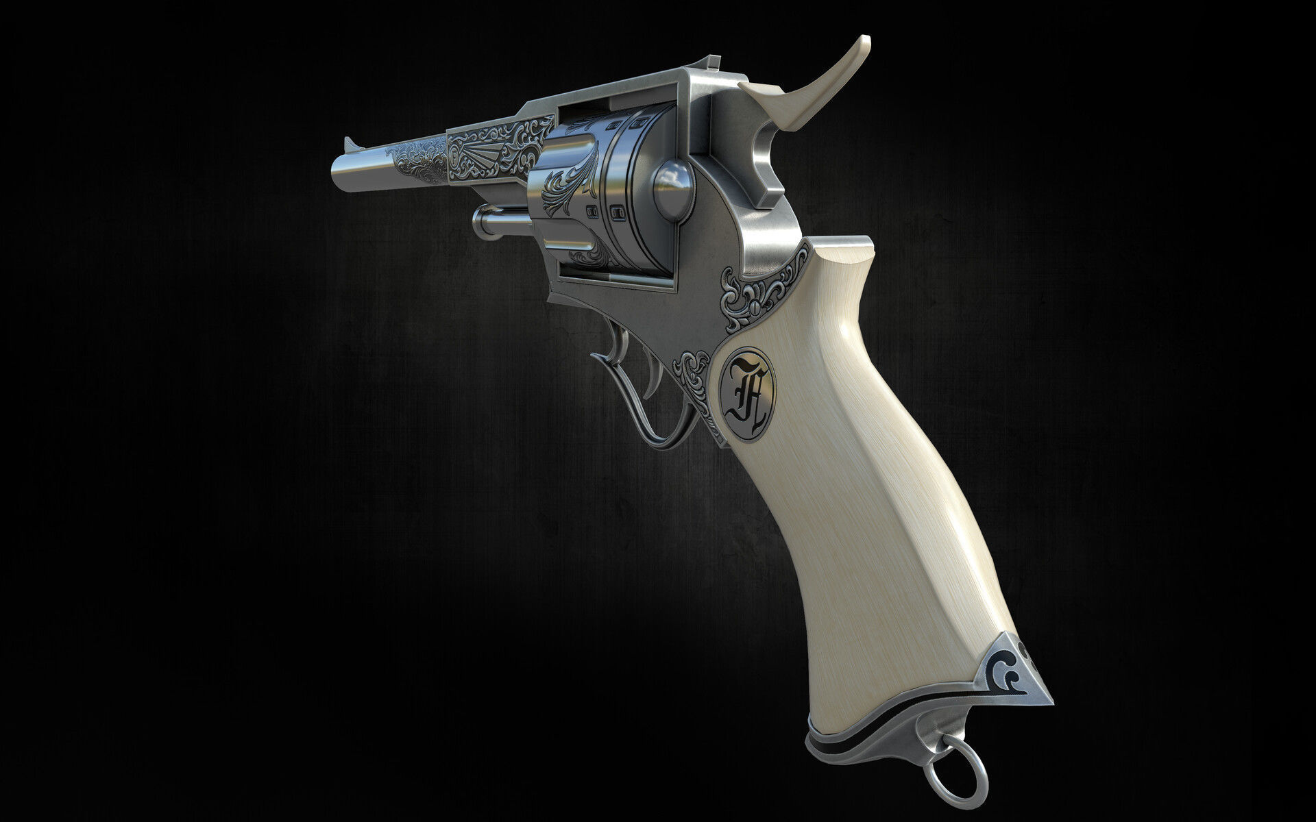 Frankenstein pistol low poly game ready gun model Low-poly 3D model_1