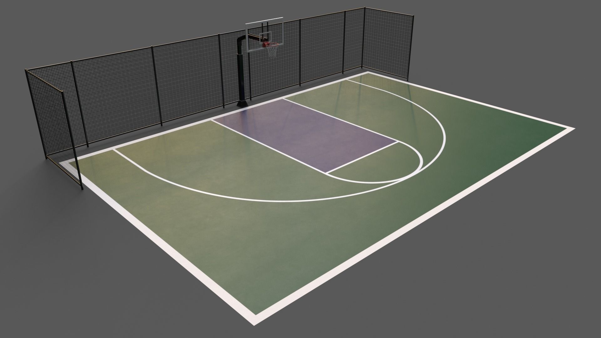 3D model PBR Modular Outdoor Basketball Court B VR / AR / lowpoly