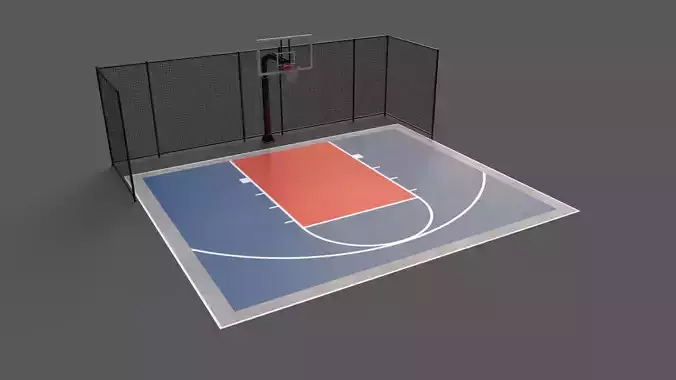 PBR Modular Outdoor Basketball Court B Low-poly 3D model