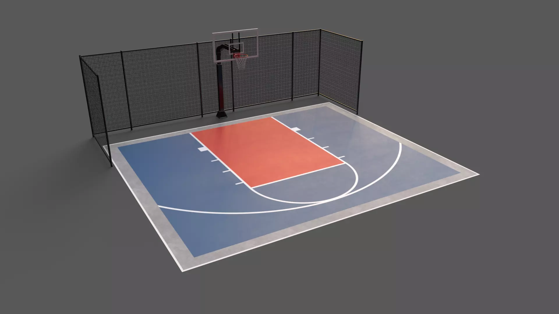 PBR Modular Outdoor Basketball Court B Low-poly 3D model