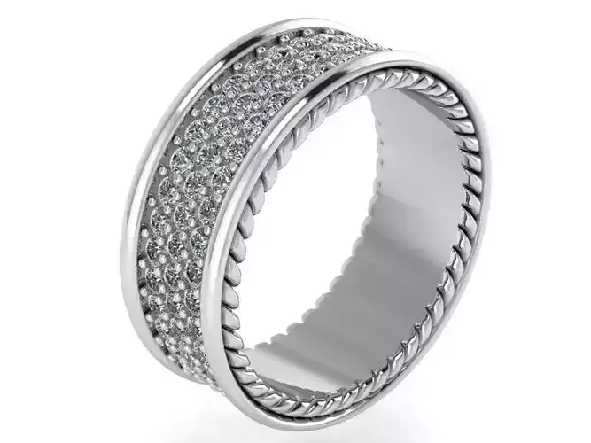 French  Pave Diamond  Wide Ring 0254