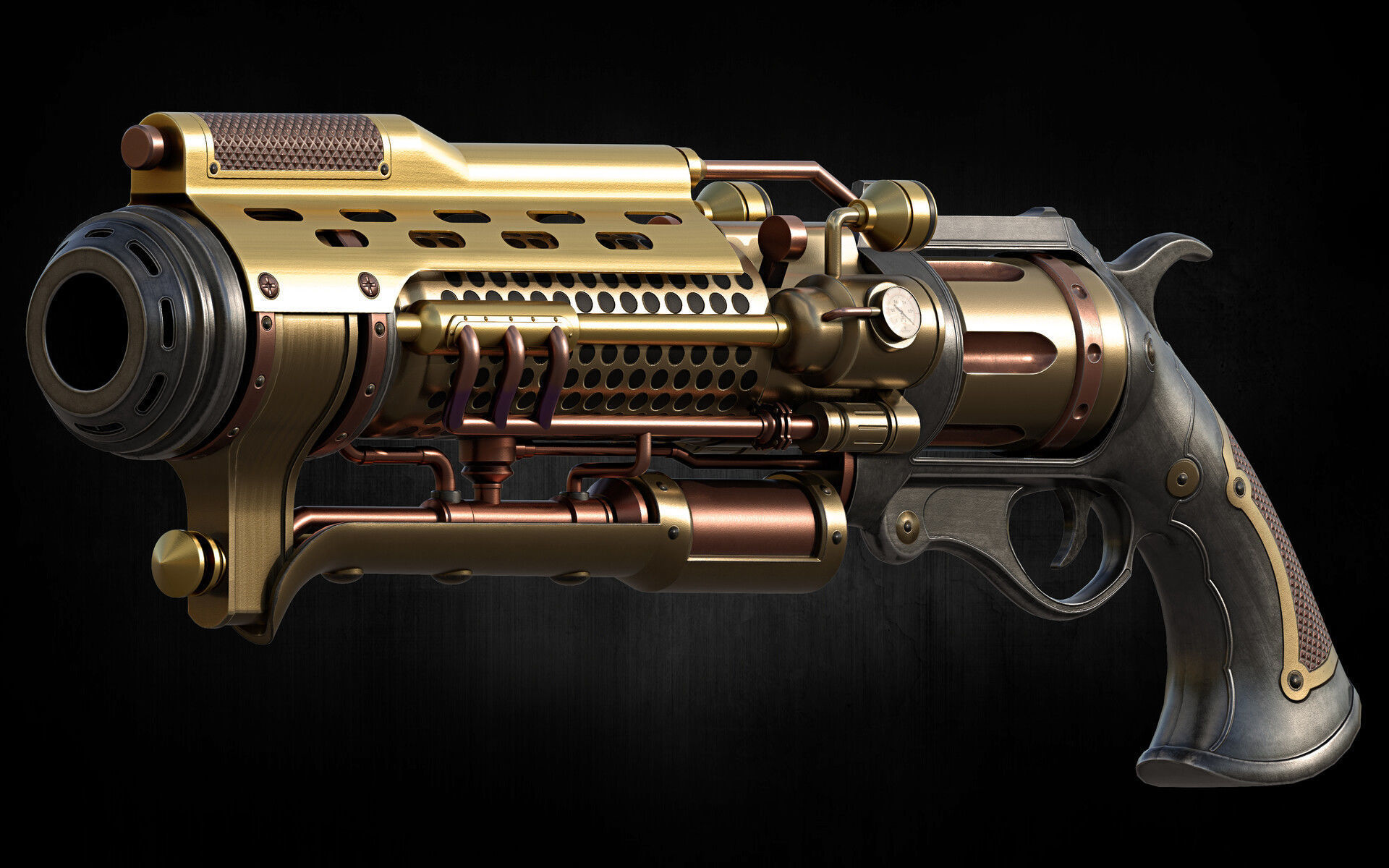 Stylized Sergey zimmer  low poly Game ready gun Low-poly 3D model_1