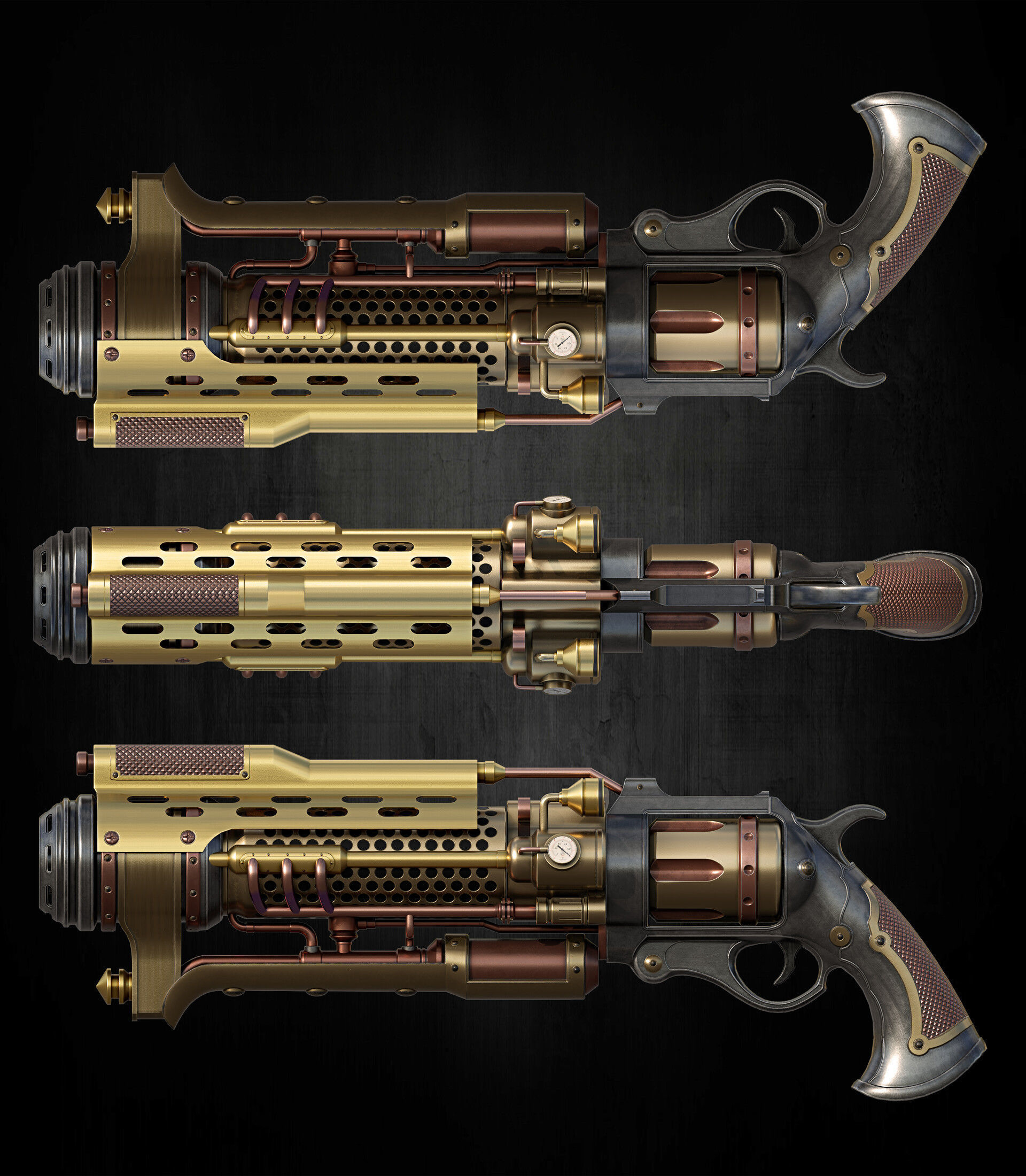 Stylized Sergey zimmer  low poly Game ready gun Low-poly 3D model_2