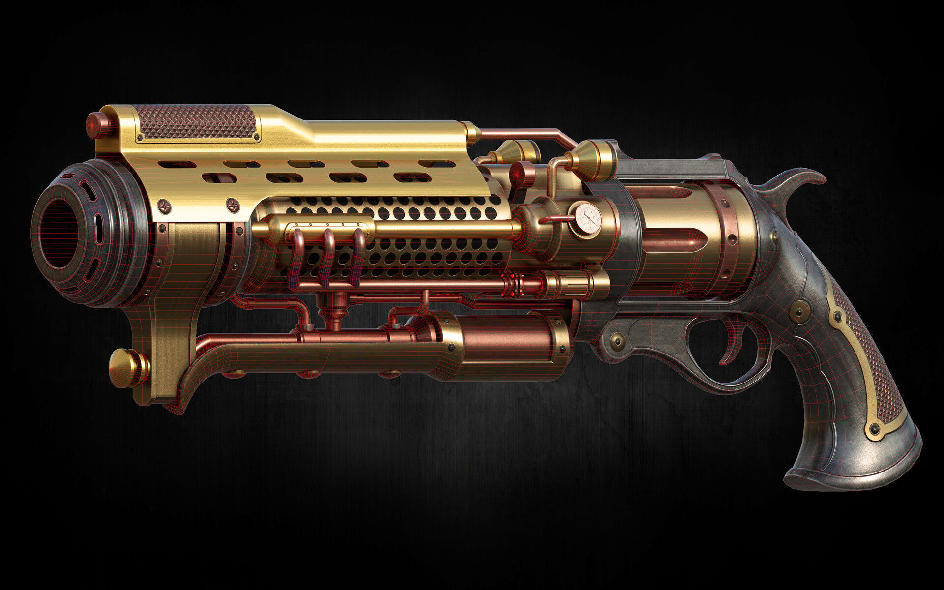 Stylized Sergey zimmer  low poly Game ready gun Low-poly 3D model_3