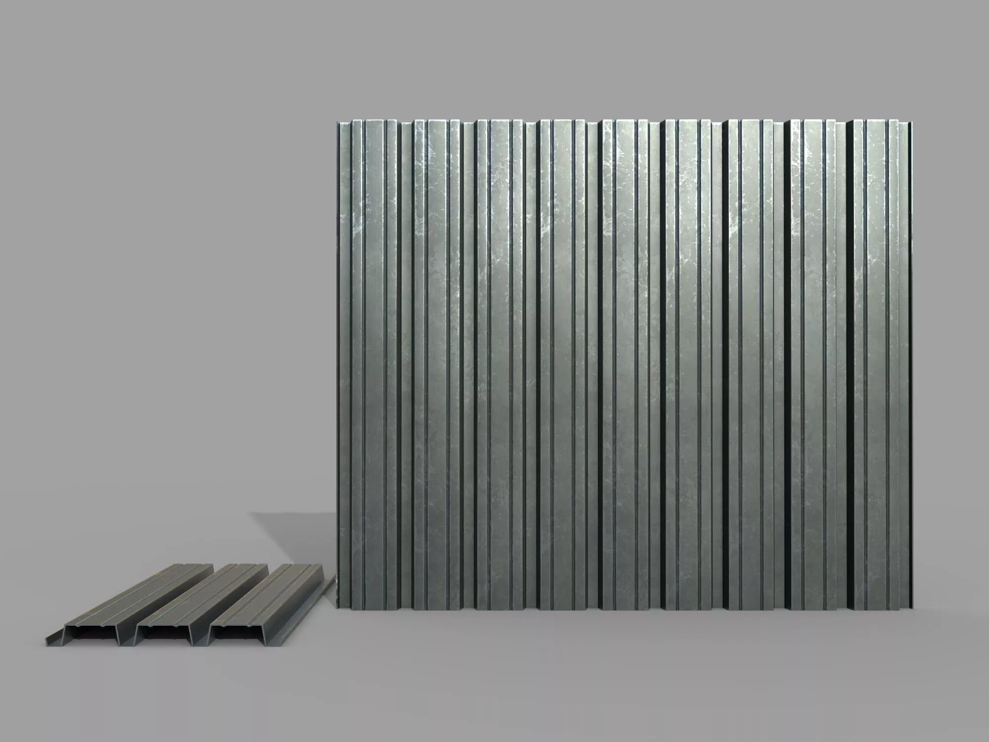 Corrugated Galvanized Metal Sheets 2 Low-poly 3D model