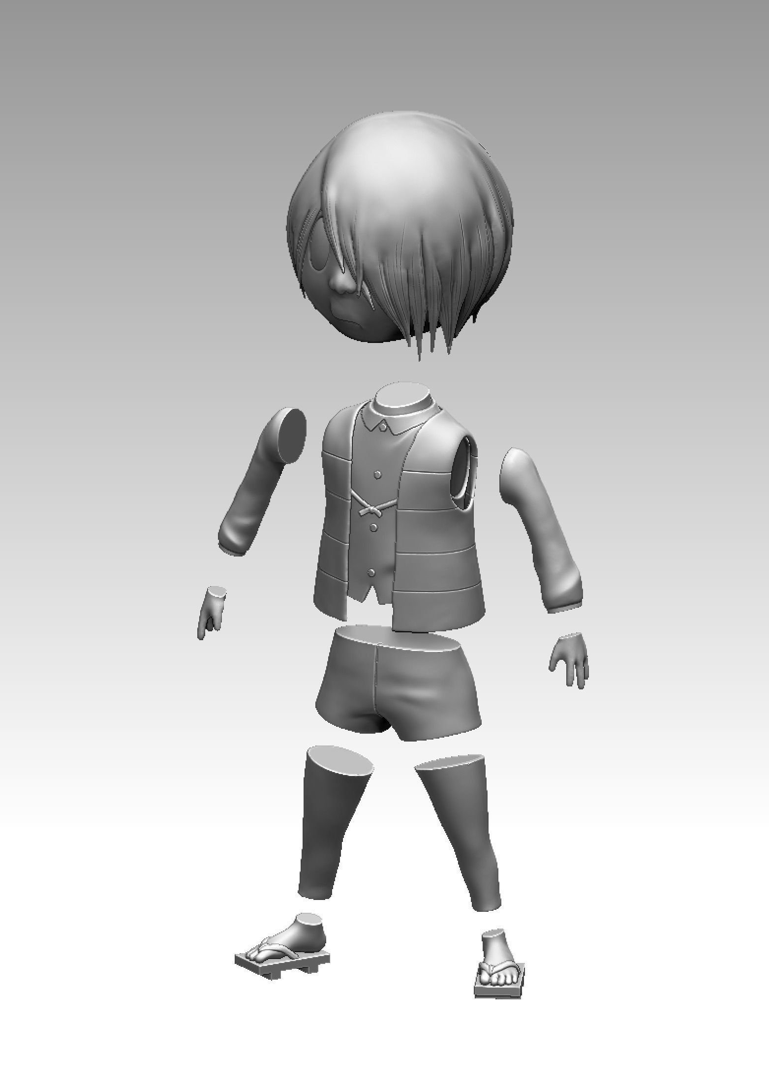 Kitaro cartoon character 3D print model_2