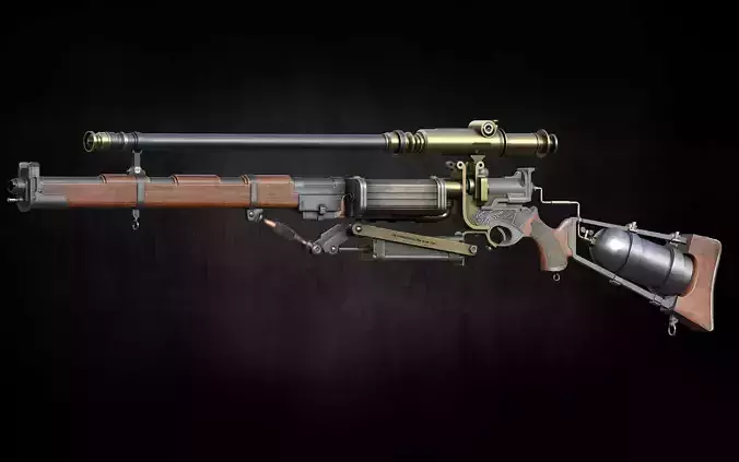 Pneumatic rifle Low poly Game ready model with UDIM 