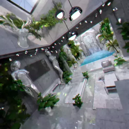 Interior Modern white house with landscape