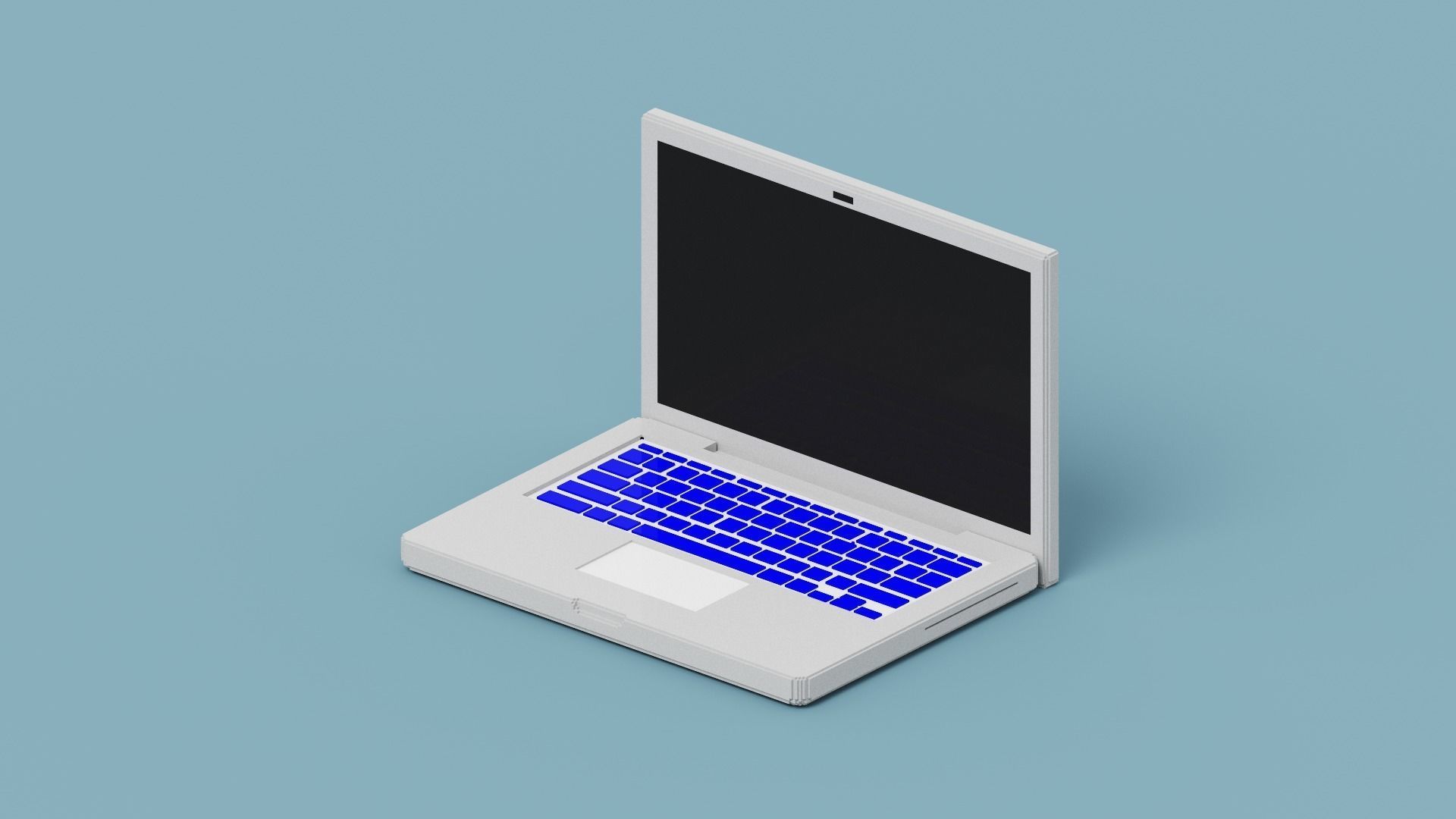Voxel Laptop Low-poly 3D model_4