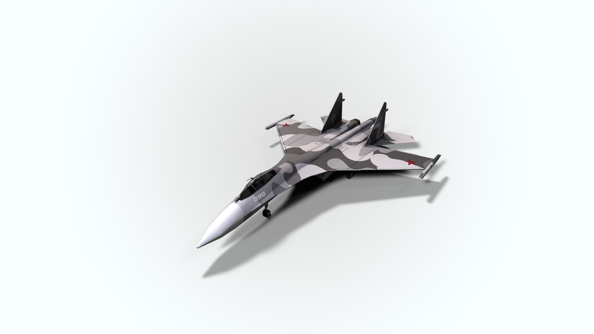 5in1 j20 su24 su35 su47 b2 aircraft low poly Low-poly 3D model_21