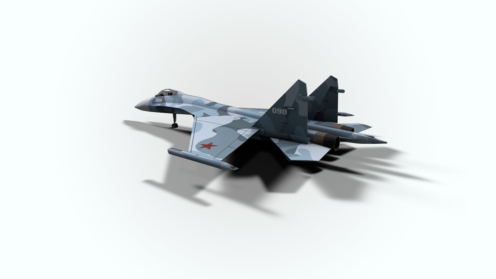 5in1 j20 su24 su35 su47 b2 aircraft low poly Low-poly 3D model_19