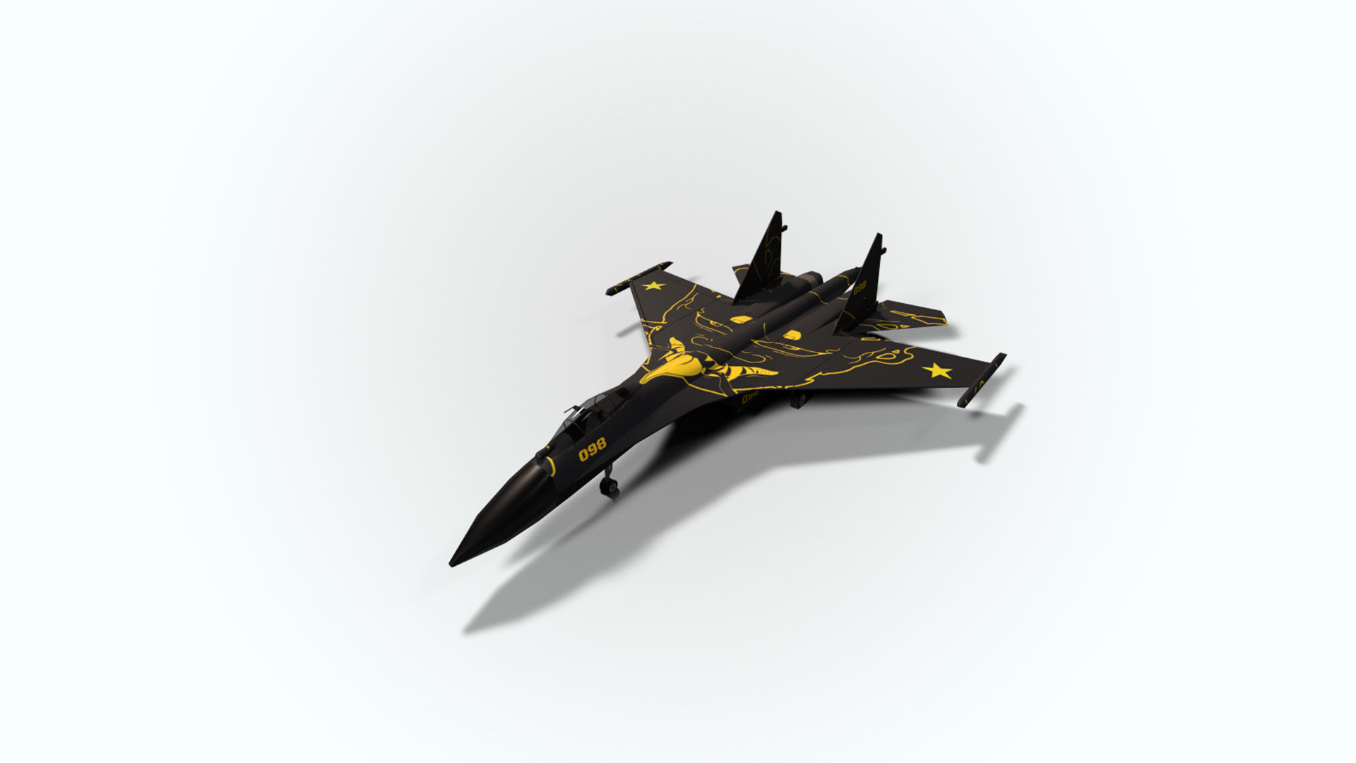 5in1 j20 su24 su35 su47 b2 aircraft low poly Low-poly 3D model_22