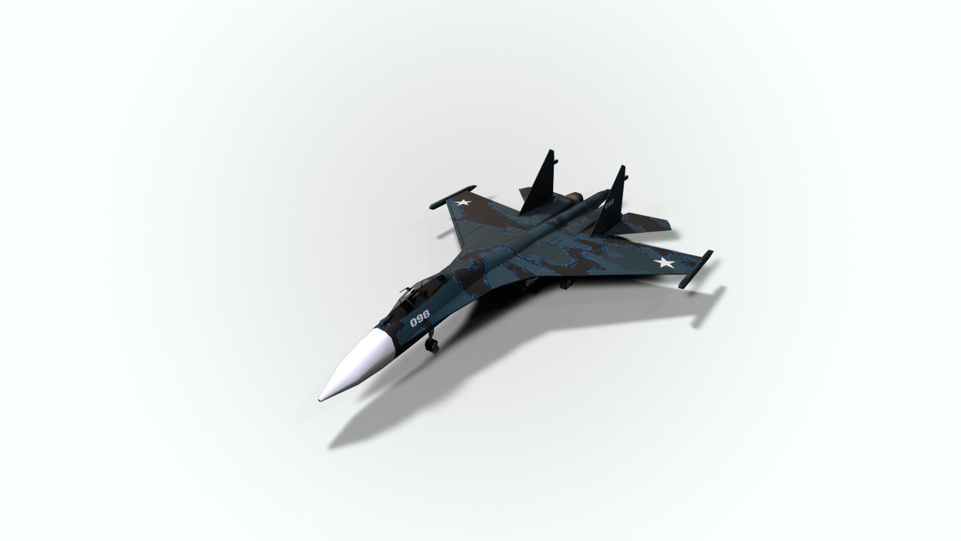 5in1 j20 su24 su35 su47 b2 aircraft low poly Low-poly 3D model_23