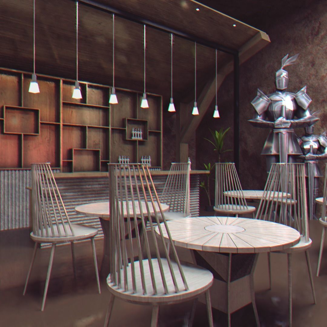 Bar on the beach island Low-poly 3D model_1