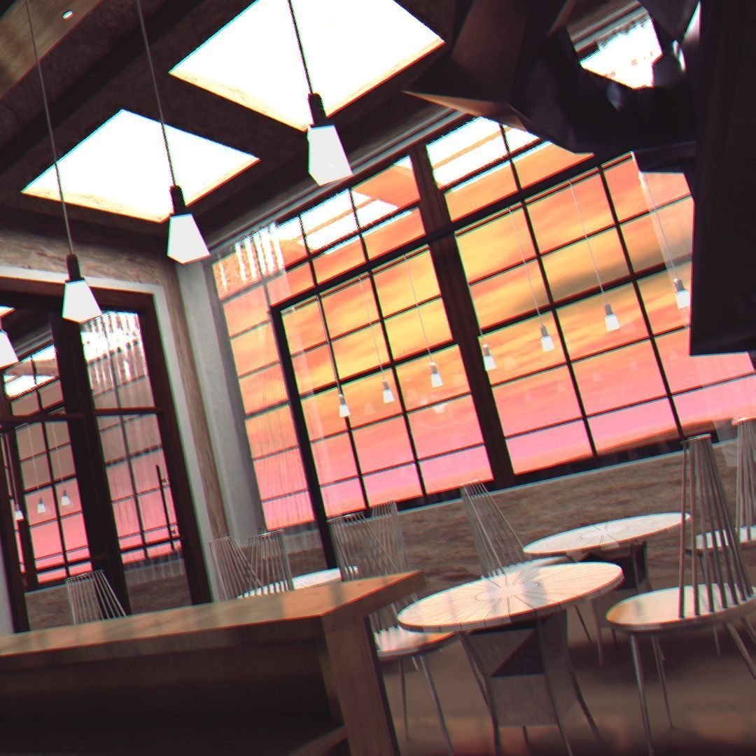 Bar on the beach island Low-poly 3D model_2