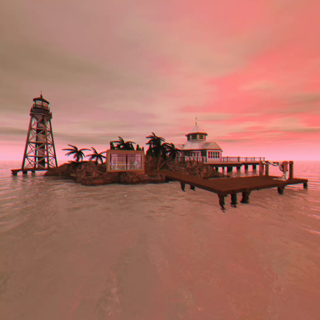 Bar on the beach island Low-poly 3D model_0