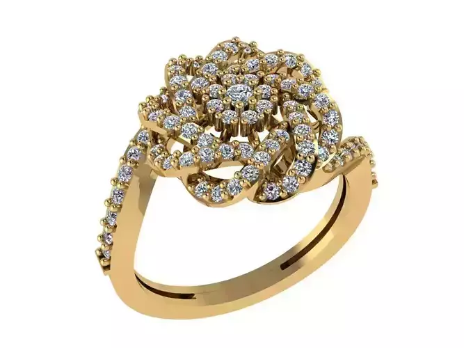 Ring303 diamond flower ring gold