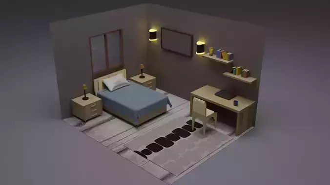 Basic Room  Free low-poly 3D model