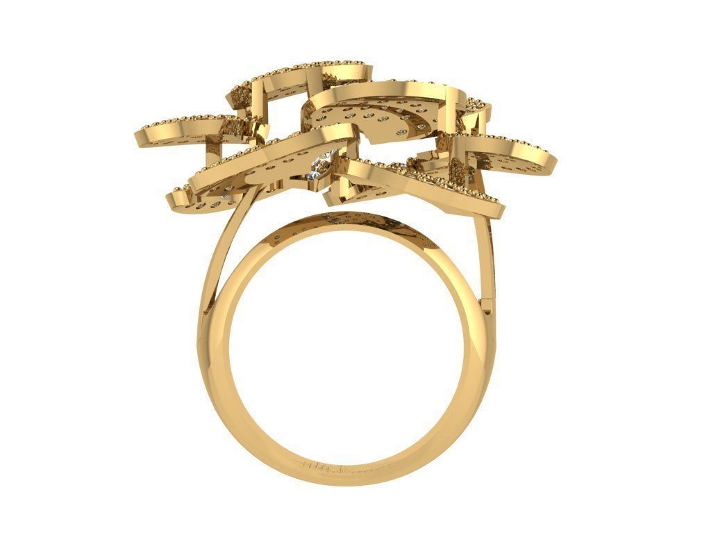 Ring304 diamond cluster ring gold 3D print model_2