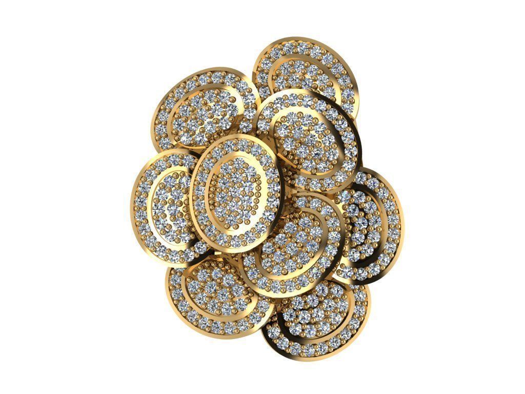 Ring304 diamond cluster ring gold 3D print model_1