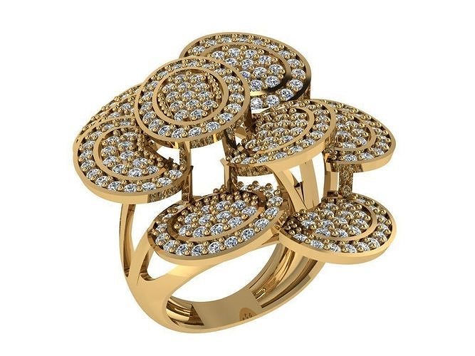 Ring304 diamond cluster ring gold 3D print model