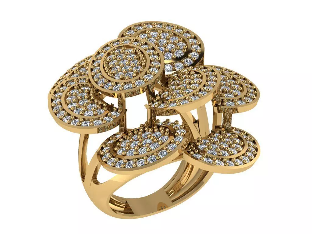 Ring304 diamond cluster ring gold 3D print model_0