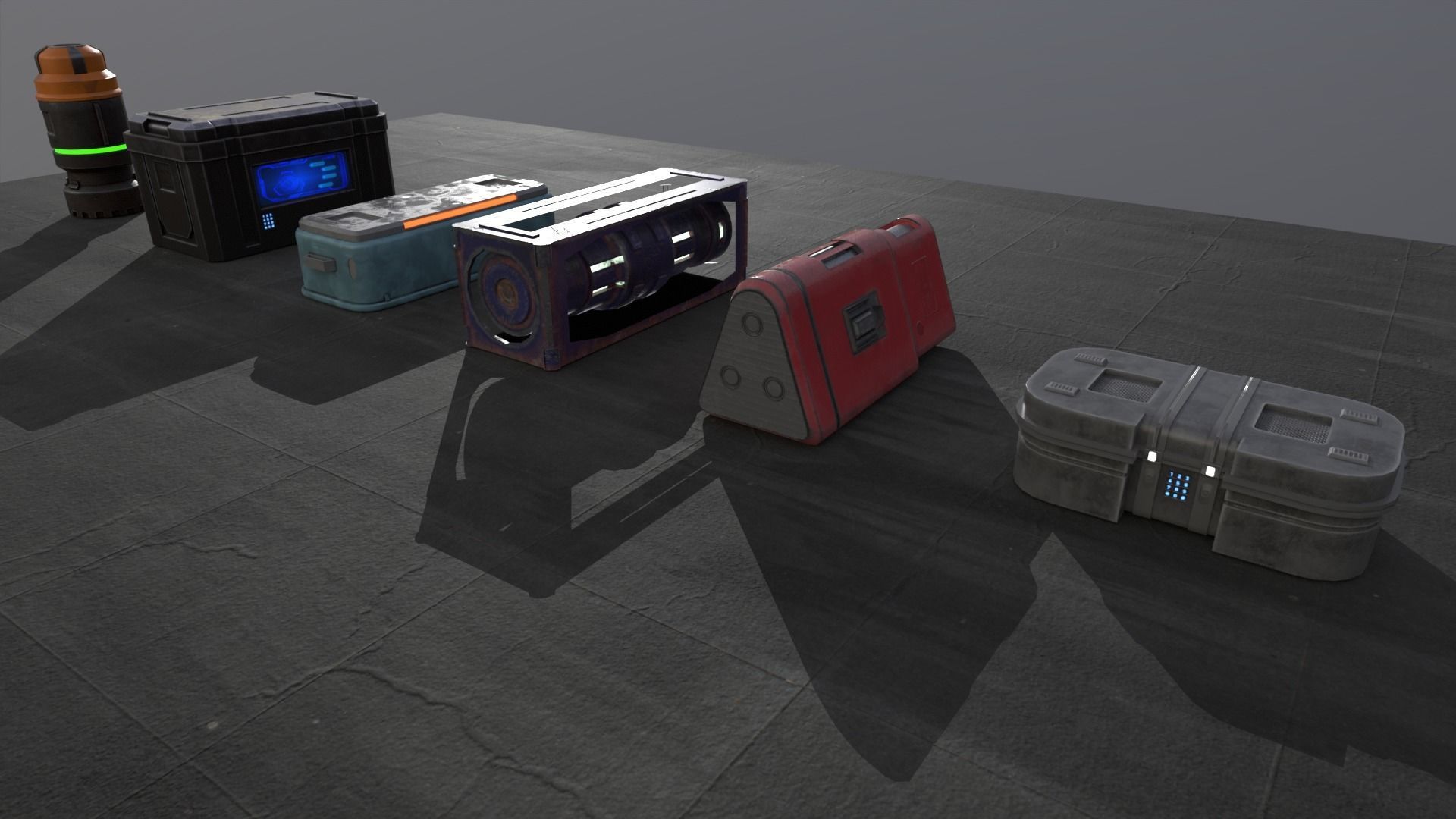 Assortment of Sci-fi Props Low-poly 3D model_2