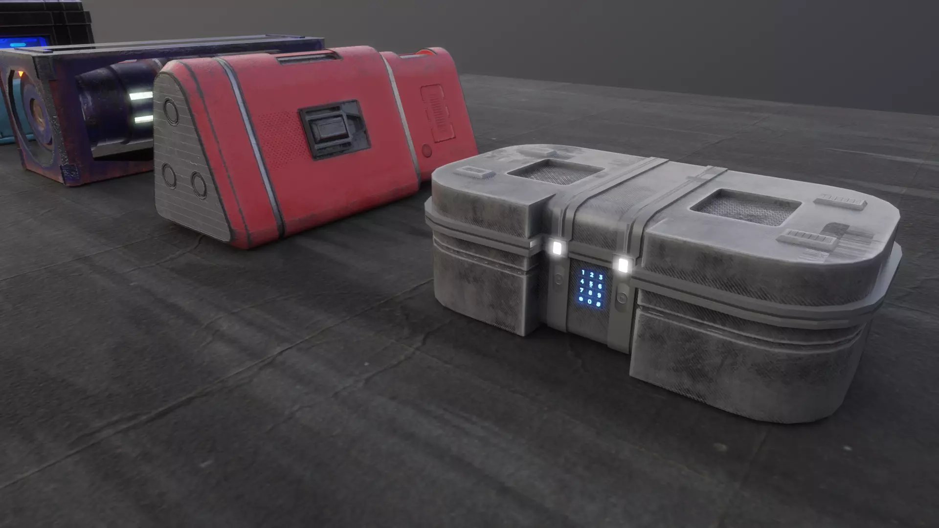 Assortment of Sci-fi Props Low-poly 3D model_0