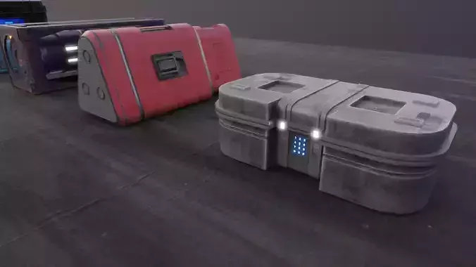 Assortment of Sci-fi Props Low-poly 3D model