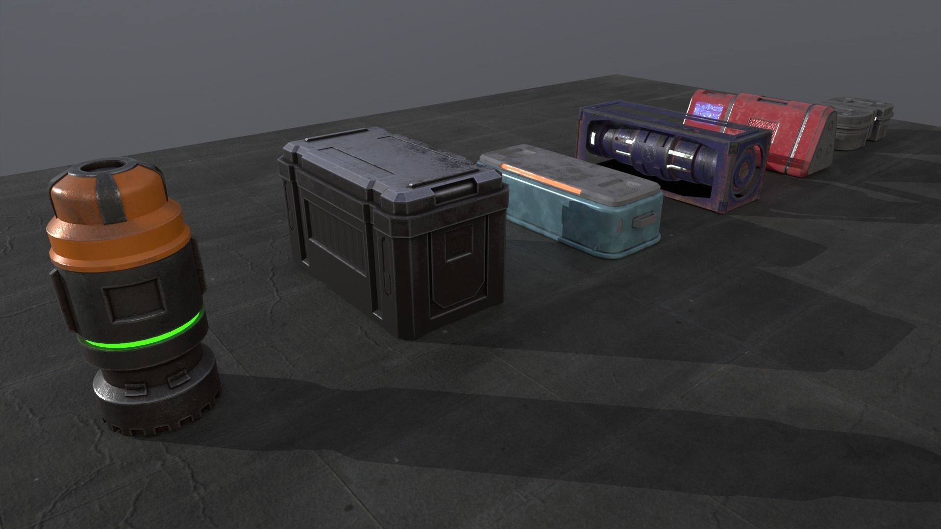 Assortment of Sci-fi Props Low-poly 3D model_3