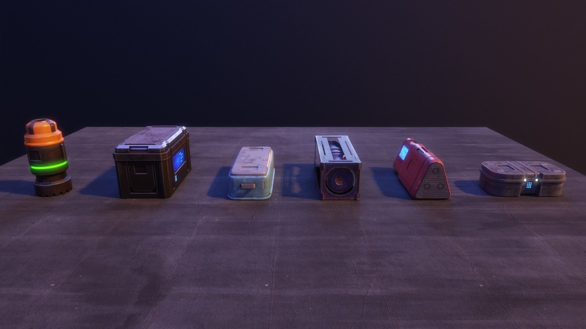 Assortment of Sci-fi Props Low-poly 3D model_8