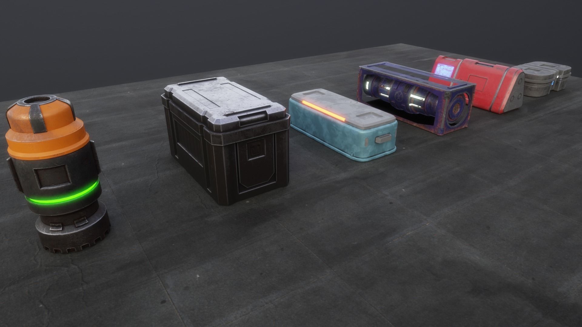 Assortment of Sci-fi Props Low-poly 3D model_4