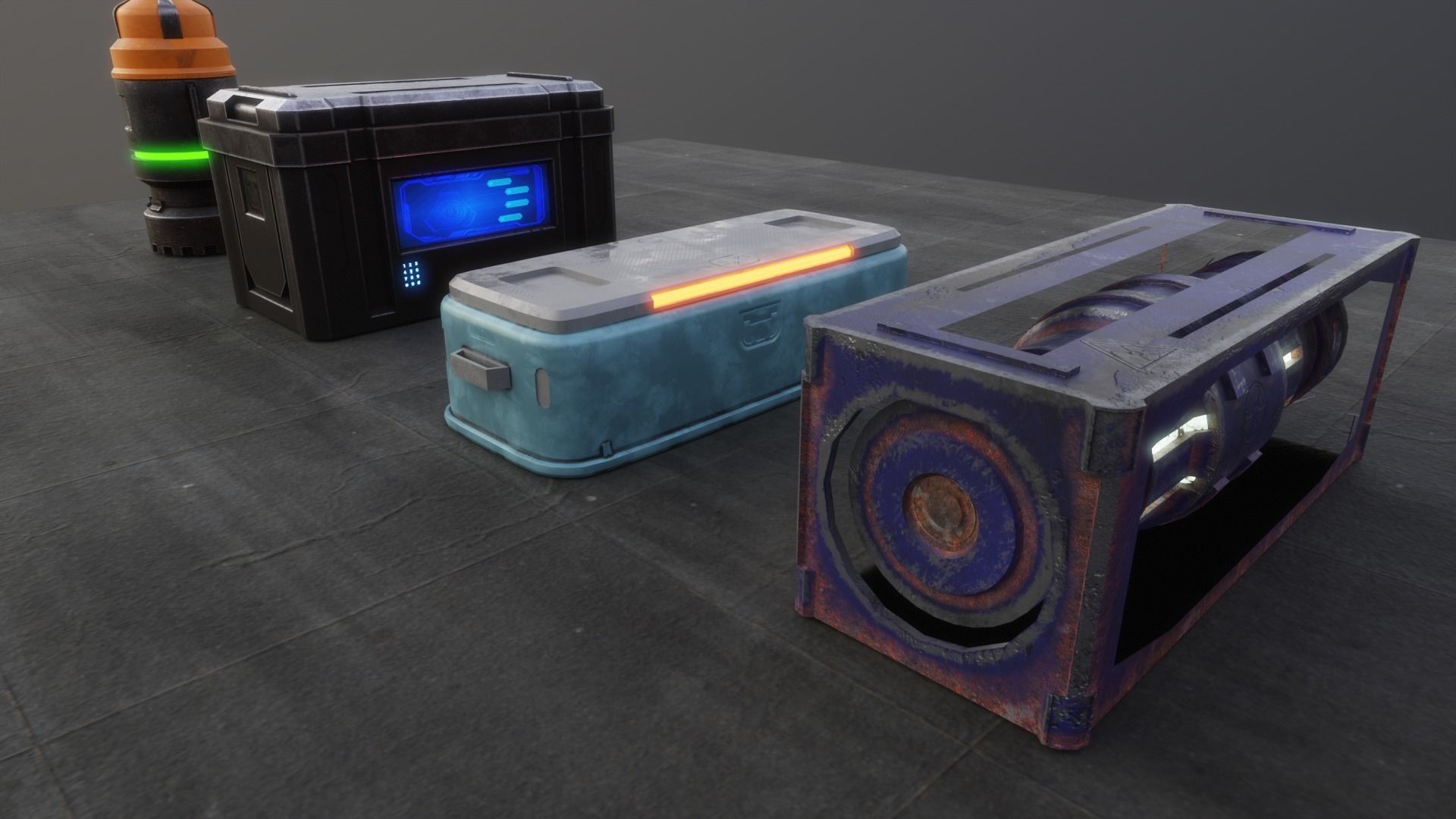 Assortment of Sci-fi Props Low-poly 3D model_5