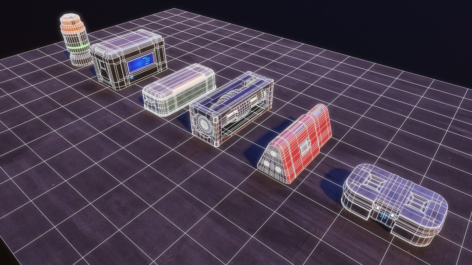 Assortment of Sci-fi Props Low-poly 3D model_9