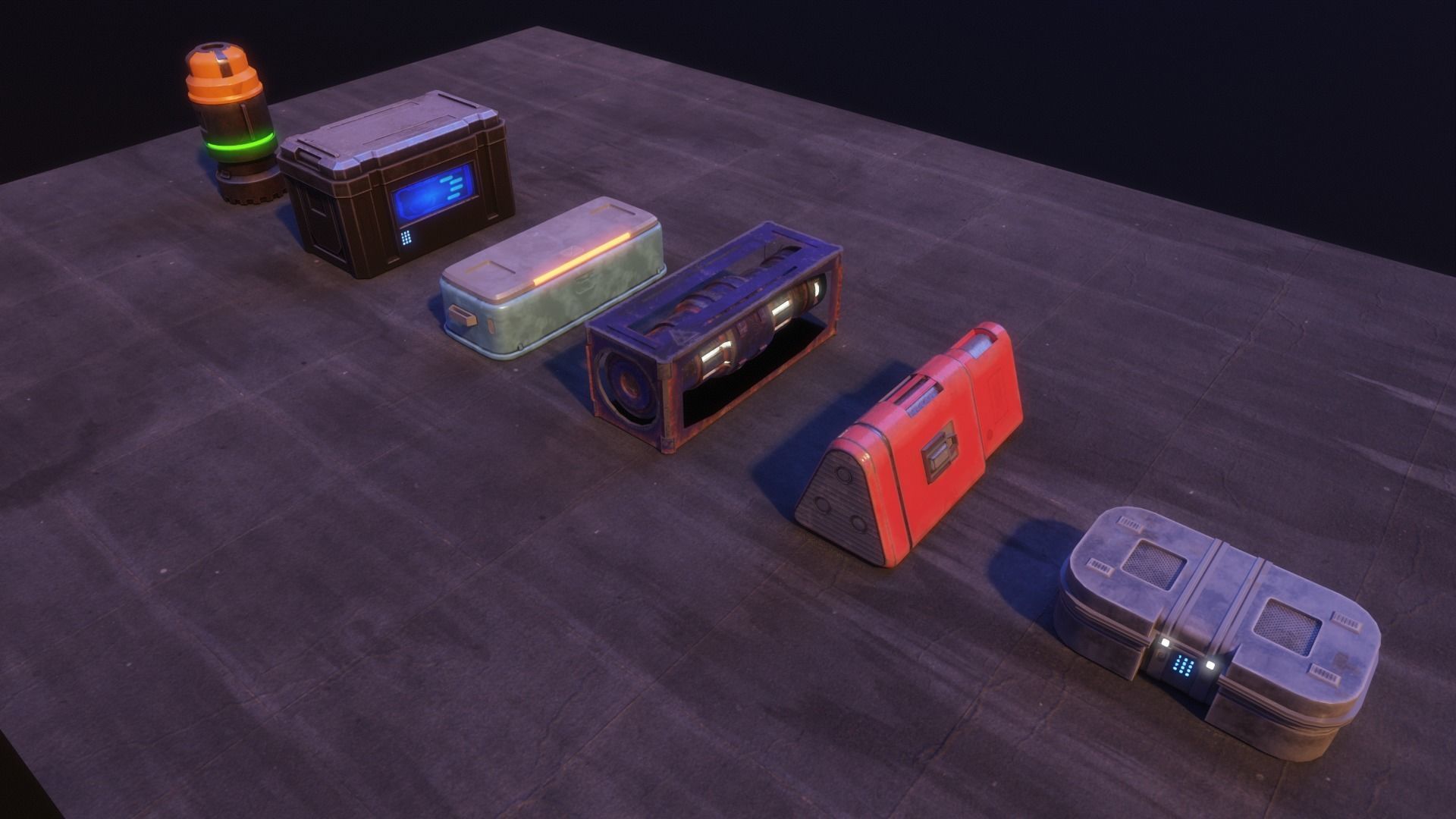 Assortment of Sci-fi Props Low-poly 3D model_10