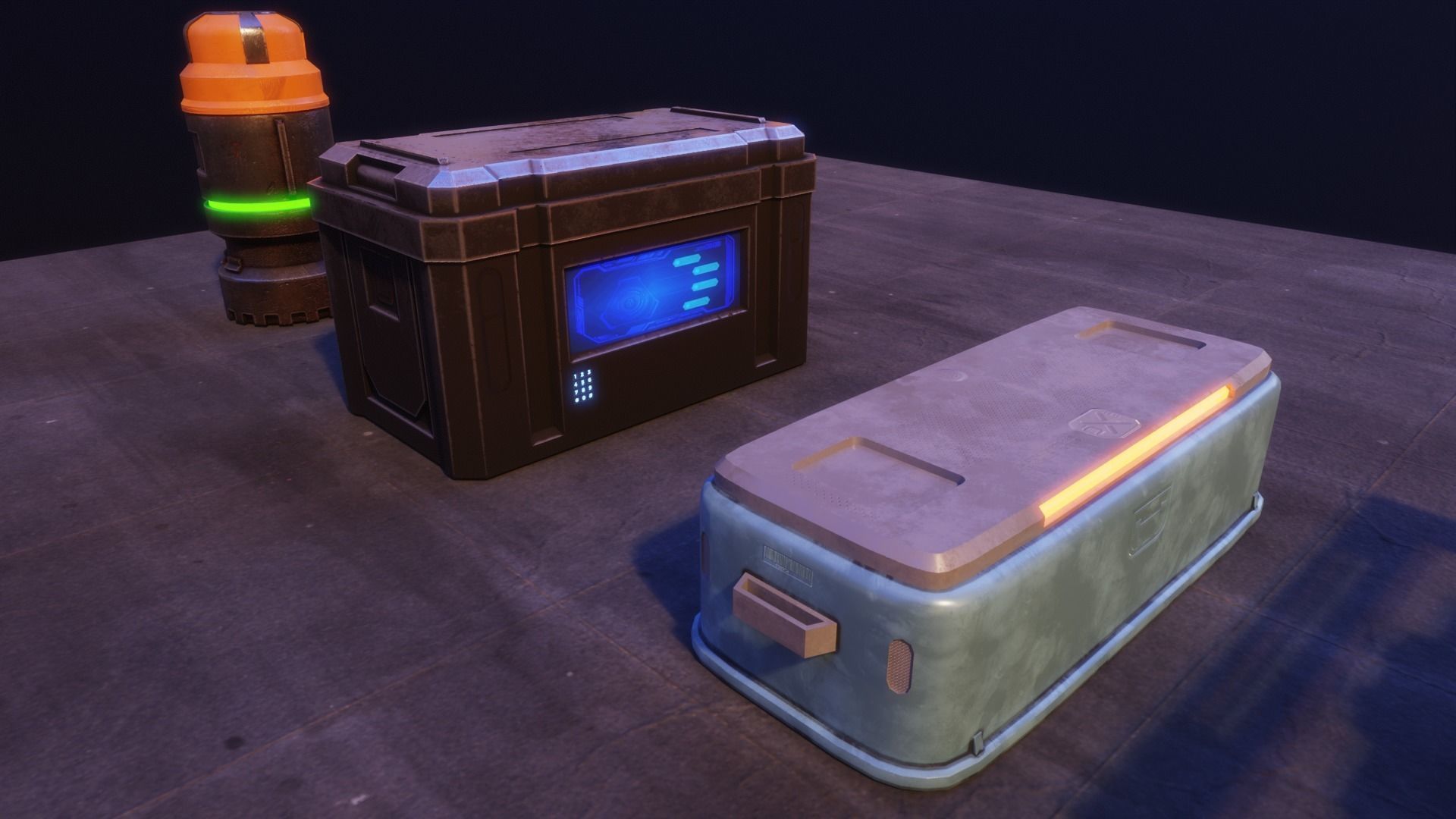 Assortment of Sci-fi Props Low-poly 3D model_7