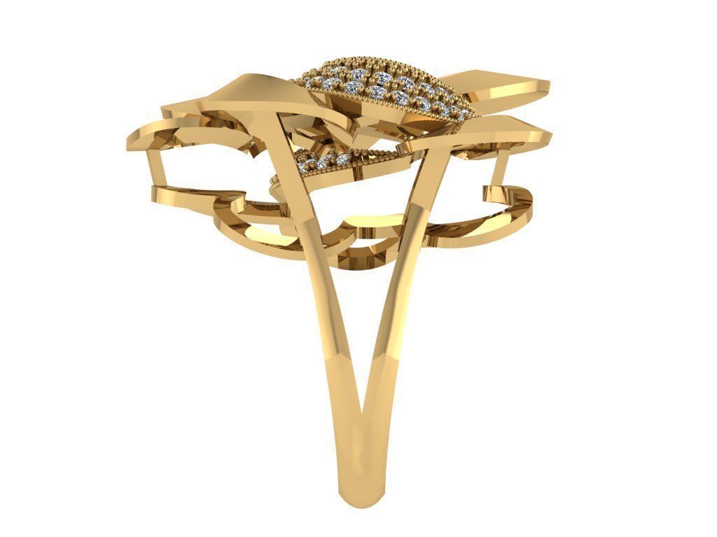 Ring305 gold ring with diamonds 3D print model_3